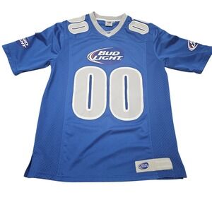 Bud‎ Light Football Jersey Medium Blue Beer Anheuser Busch Sports Fangear Sporty